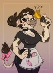  accessory animal_humanoid anthro apron bell bovid bovid_humanoid bovine bovine_humanoid cattle_humanoid clothing doodlebunnyart female furgonomics humanoid mammal mammal_humanoid solo tail_accessory waiter waitress_uniform 