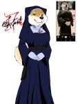  5_fingers absurd_res alpha_channel anthro canid canine canis clothed clothing domestic_dog female fingers fluffy hi_res humanoid laffulaffubread mammal nun_outfit screencap shiba_inu solo spitz 