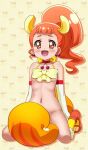  1girl animal_ears arisugawa_himari awa blush breasts choker cure_custard earrings elbow_gloves extra_ears full_body gloves jewelry kirakira_precure_a_la_mode long_hair magical_girl navel open_mouth precure smile solo squirrel_ears squirrel_tail tail white_gloves 