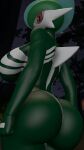  16:9 2020 3d_(artwork) anthro big_breasts big_butt blue_body blue_skin breasts butt crossgender digital_media_(artwork) female fist gallade green_body green_skin hi_res looking_at_viewer looking_back looking_back_at_viewer nintendo pok&eacute;mon pok&eacute;mon_(species) pokesymbiote pose red_eyes solo source_filmmaker standing symbiote video_games white_body white_skin widescreen 