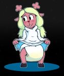  absurd_res anthro antlers blush bodily_fluids bottomwear capreoline cervid clothed clothing clothing_lift deltarune diaper embarrassed female genital_fluids hi_res hooves horn looking_sideways mammal monster noelle_holiday reindeer skirt skirt_lift smile solo teeth tenerius undertale_(series) urine video_games wet_diaper wetting 