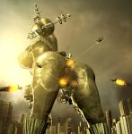  3d_(artwork) absurd_res anus attack bent_over butt city digital_media_(artwork) electronic_arts female half-closed_eyes hi_res humanoid machine macro maxis_(ea) metallic_body narrowed_eyes robot robot_humanoid solo source_filmmaker spore_(game) thick_thighs video_games 
