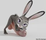  3d_(artwork) absurd_res anthro ass_up balls big_balls big_penis butt digital_media_(artwork) disney erection fur genitals grey_body grey_fur gynomorph hand_on_penis head_on_hand hi_res huge_balls huge_penis humanoid_genitalia humanoid_penis hyper hyper_genitalia hyper_penis intersex jack-o&#039;_pose judy_hopps kawa_the_asparagus lagomorph laying_on_penis leporid looking_at_viewer lying mammal multicolored_body multicolored_fur nude on_front penis pose purple_eyes rabbit resting_on_arms simple_background small_but_hung solo two_tone_body two_tone_fur white_background white_body white_fur zootopia 
