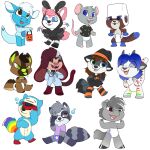  1:1 black_body black_ears black_fur black_hair black_nose blue_body blue_diaper blue_ears blue_eyes blue_fur blue_hair blue_onesie blue_tail brown_body brown_eyes brown_fur brown_hair brown_tail button_(fastener) clothed clothing diaper dipstick_ears dipstick_tail equid equine female floppy_ears front_view fur glistening glistening_eyes green_body green_eyes green_fur green_inner_ear green_nose green_tail green_tongue grey_body grey_ears grey_fur grey_head_tuft grey_nose grey_tail hair head_tuft hi_res horse jaqrabbit_(artist) male mammal markings multicolored_body multicolored_ears multicolored_fur multicolored_hair multiple_images onesie open_mouth orange_body orange_fur orange_tail pink_body pink_ears pink_fur pink_hair pink_inner_ear pink_tail pink_tongue procyonid purple_body purple_fur raccoon red_body red_fur red_tail red_tongue simple_background sitting solo square_glasses standing striped_markings striped_tail stripes tail_markings tan_body tan_fur tan_tail tongue tuft two_tone_hair wearing_diaper white_body white_diaper white_fur white_hair white_inner_ear white_tail yellow_background yellow_body yellow_fur yellow_tail 