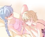  artist_request braid camisole cecelia_ogata closed_eyes cunnilingus earrings happy_jets jewelry jill_(happy_jets) lingerie multiple_girls nail_polish non-web_source oral pink_nails short_hair underwear yuri 