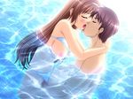  1girl artist_request bikini bikini_aside blush breasts brown_hair censored closed_eyes french_kiss game_cg hetero kiss large_breasts long_hair momose_ayumu mosaic_censoring nipples nude one_breast_out ore_wa_kanojo_wo_shinjiteru! penis sex swimsuit swimsuit_aside tongue underwater underwater_sex vaginal 