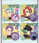  1girl 3boys arbok archer_(pokemon) ariana_(pokemon) black_headwear black_jacket black_shirt closed_mouth commentary_request earrings eyelashes facial_hair gloves goatee golbat green_eyes green_hair hand_up hat jacket jewelry long_hair lugia momoji_(lobolobo2010) multiple_boys petrel_(pokemon) pokemon pokemon_(game) pokemon_hgss pokemon_masters_ex proton_(pokemon) purple_hair red_eyes red_hair shirt short_hair smile star_(symbol) team_rocket team_rocket_uniform weezing white_gloves 