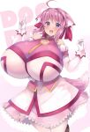  akikaze_tsumuji alternate_breast_size animal_ears breasts commentary_request dog_days dog_ears dog_girl dog_tail english_text gigantic_breasts gloves hair_ribbon impossible_clothes juliet_sleeves long_sleeves millhiore_f._biscotti pink_hair pink_tail puffy_sleeves ribbon short_hair skirt tail 