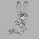  2022 anthro clothed clothing cocktail_glass container cup disney drinking_glass female front_view full-length_portrait glass glass_container glass_cup greyscale half-closed_eyes hi_res judy_hopps lagomorph leporid mammal monochrome narrowed_eyes open_mouth open_smile portrait qupostuv35 rabbit reclining sketch smile solo zootopia 