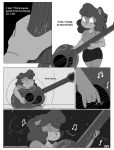  anthro bottomwear clothed clothing comic cricetid english_text female guitar hamster hi_res mammal musical_instrument nimzy noms_(nimzy) plucked_string_instrument rodent shirt skirt solo string_instrument text topwear 