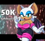  anthro armwear bat_wings big_breasts boots breasts chiropteran cleavage clothed clothing elbow_gloves english_text female footwear gloves handwear hi_res legwear looking_at_viewer mammal membrane_(anatomy) membranous_wings omegasunburst open_mouth rouge_the_bat sega solo sonic_the_hedgehog_(series) sparkles text thigh_boots thigh_highs wide_hips wings 