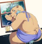  &lt;3 2022 anthro beverage blush butt clothed clothing gouryou hi_res humanoid_hands kemono lifewonders male mammal meme meme_clothing overweight overweight_male sitting solo suid suina sus_(pig) sweater tokyo_afterschool_summoners topwear umekemo42 video_games virgin_killer_sweater wild_boar 