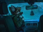  air_freshener anthro car female hi_res jacato raining solo vehicle 