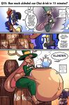  alcohol anthro antlers arachnid arthropod avian barrel belly beverage big_belly big_butt bird black_hair blue_body blue_feathers blue_hair breasts brown_body brown_fur buckteeth butt capucci_ono_(sachasketchy) chai_t._(sachasketchy) clothed clothing comic container cup curvy_figure digital_media_(artwork) drinking drinking_glass duo english_text eyes_closed eyewear feathers female fur glass glass_container glass_cup hair hand_on_stomach hat headgear headwear hi_res horn hyper hyper_belly jackalope lagomorph looking_aside mammal monocle navel platter puppy_eyes reina_(mutton_chop) rum sachasketchy shot_glass simple_background sitting smile solo speech_bubble spider steam straw tea tea_cup teapot teeth text thick_thighs toucan wide_hips 