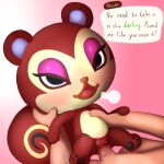  anal anal_penetration animal_crossing anthro chibi duo female first_person_view hi_res human human_on_anthro interspecies looking_at_viewer male male/female mammal nintendo on_model pawpads pecan_(animal_crossing) penetration rodent sciurid sigh simski size_difference video_games 