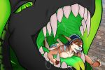  anthro bodily_fluids digital_media_(artwork) drooling duo fur hair hi_res kalo_89 male male/male mammal open_mouth oral_vore reptile saliva saliva_string scalie serpentine simple_background size_difference smile snake swallowing teeth tongue tongue_out vore 