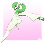  2021 3_fingers breasts butt female fingers gardevoir hi_res humanoid looking_at_viewer negsus nintendo nipples not_furry pok&eacute;mon pok&eacute;mon_(species) red_eyes signature simple_background solo sparkles video_games white_body white_skin 