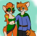  anthro breasts brother brother_and_sister canid canine cleavage clothed clothing digital_media_(artwork) dipstick_tail duo enwood-the-fox eyeshadow fantasy female fox godric_westervyan green_eyes green_eyeshadow hair hild_westervyan makeup male male/female mammal markings medieval midriff navel nipple_outline nipples sibling sister tail_markings the_blue_cult topwear tube_top 