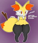  anthro big_ears big_tail black_body braixen breasts dialogue digitigrade english_text eyebrows featureless_breasts featureless_crotch female fur gradient_background hands_behind_back inner_ear_fluff looking_at_viewer medium_breasts navel nintendo nude orange_body orange_eyes orange_fur pok&eacute;mon pok&eacute;mon_(species) raised_eyebrow short_stack simple_background sneavile solo talking_to_viewer text thick_thighs tuft video_games white_body white_fur wide_hips yellow_body yellow_fur 