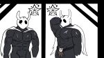  anthro arthropod barazoku belt cape clothing colored fafnir_stardust_(artist) flat_colors guide_lines hollow_knight horn humanoid male muscular muscular_anthro muscular_male pecs scar simple_background sketch solo team_cherry video_games 