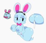  2022 accessory anthro areola big_breasts big_butt blush bodily_fluids boo_(mario) breast_grab breast_squish breasts butt clothing cum cum_inside digital_drawing_(artwork) digital_media_(artwork) fake_ears fake_rabbit_ears female genital_fluids ghost hand_on_breast looking_back mario_bros nintendo nipples nude paper_mario paper_mario:_the_thousand_year_door peeka_(mario) simple_background sleepysous solo spirit squish sweat video_games 