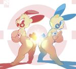  anthro big_breasts breasts butt duo fur hi_res holding_breast minun nintendo nude plusle pok&eacute;mon pok&eacute;mon_(species) shnider sparks video_games yellow_body yellow_fur 