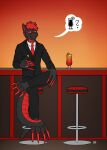  2015 5_fingers anthro claws clothed clothing digital_media_(artwork) dragon fingers full-length_portrait hair hi_res inside long_claws longblueclaw male necktie open_mouth portrait red_eyes simple_background sitting solo suit teeth 