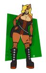  2014 activision alpha_channel anthro big_breasts blonde_hair boots breasts claws clothed clothing coco_bandicoot crash_bandicoot_(series) demonias digital_media_(artwork) ear_piercing female fishnet fishnet_armwear fishnet_legwear footwear full-length_portrait fully_clothed fur goth green_eyes hair hi_res legwear lips long_claws longblueclaw piercing portrait simple_background standing tan_body tan_fur video_games 