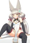  1girl alten alternate_costume animal_ears breasts cat_ears chest_jewel chinese_clothes cleavage facial_mark highres long_hair low_twintails nia_(blade)_(xenoblade) nia_(xenoblade) solo twintails very_long_hair xenoblade_chronicles_(series) xenoblade_chronicles_2 yellow_eyes 