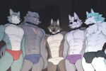  2022 anthro beastars blaidd_(elden_ring) brand_new_animal bulge canid canine canis clothed clothing dreamworks elden_ring fromsoftware group hi_res jrjresq legoshi_(beastars) looking_at_viewer male mammal mr._wolf_(the_bad_guys) muscular muscular_anthro muscular_male nintendo shirou_ogami star_fox studio_trigger the_bad_guys topless underwear video_games wolf wolf_o&#039;donnell 
