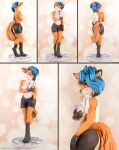  absurd_res anthro blue_hair bottomwear breasts canid canine chyvak clothed clothing digitigrade female fox hair hi_res mammal nipples photography_(artwork) red_fox sculpture_(artwork) shorts solo tongue tongue_out topless towel traditional_media_(artwork) 