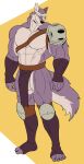  abs anthro armor balls bulge canid canine canis genitals hi_res male mammal muscular muscular_anthro muscular_male pecs simple_background solo standing tderek99 wolf 