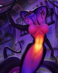  2022 anthro areola breasts detailed_background digital_media_(artwork) female genitals hi_res legless looking_at_viewer navel nipples non-mammal_breasts nude pussy red_eyes reptile scalie skiba613 snake solo 