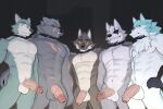  3:2 abs anthro balls beastars blaidd_(elden_ring) blue_body brand_new_animal canid canine canis collar dreamworks elden_ring foreskin fromsoftware fur genitals grey_body grey_fur group hi_res humanoid_genitalia humanoid_penis jrjresq legoshi_(beastars) looking_at_viewer male mammal mr._wolf_(the_bad_guys) muscular muscular_anthro muscular_male nintendo nude penis shirou_ogami star_fox studio_trigger the_bad_guys video_games white_body wolf wolf_o&#039;donnell 