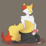  1:1 absurd_res animal_genitalia animal_penis anthro bodily_fluids braixen canine_penis cum facial_markings fluffy fluffy_tail genital_fluids genitals head_markings hi_res i_will_dance_only_if_the_beat_is_funky inner_ear_fluff kneeling male markings masturbation neck_tuft nintendo pawpads paws penis pok&eacute;mon pok&eacute;mon_(species) solo tuft video_games 