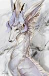  2022 ambiguous_gender digital_media_(artwork) dragon feral fur furred_dragon gveanel hi_res horn solo white_body white_fur 