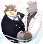  anthro bow_tie canid canine canis clothing dancing domestic_dog duo freakinglargeoof hand_holding hi_res lifewonders male male/male mammal moritaka necktie romantic romantic_couple scar slow_dance smile suit tokyo_afterschool_summoners video_games 