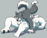  2022 69_position anthro balls belly blush canid canine canis duo erection eyes_closed genitals itachi_guma kemono male male/male mammal oral overweight overweight_male penis polar_bear sex simple_background ursid ursine white_body wolf 