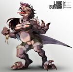  abelisaurid absurd_res anthro big_breasts breasts carnotaurus claws clothed clothing dinosaur feet female footwear genitals growth hi_res human_to_anthro lordburqan muscular nipples non-mammal_breasts nude open_mouth pussy reptile scalie shoe_burst solo species_transformation teeth theropod torn_clothing transformation 