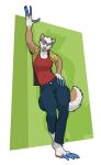  2015 alpha_channel anthro claws clothed clothing digital_media_(artwork) female full-length_portrait fur hair hi_res long_claws longblueclaw portrait simple_background solo standing tan_body tan_fur white_body white_fur white_hair 