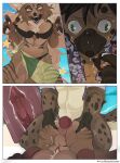  anime_kubrick_stare anthro anthro_on_anthro beach blush bodily_fluids bottomwear breasts brown_body brown_fur brown_tongue butt butt_grab camel_toe canid canine canis claws clothed clothing clothing_pull comic duo female female_on_bottom floral_shirt fur genitals gnoll green_eyes grey_eyes hair hand_on_butt hi_res holding_glass holding_object hyaenid internal interspecies licking licking_lips long_hair male male/female male_on_top mammal nervous_sweat on_bottom on_top open_clothing open_shirt open_topwear penetration penile penile_penetration penis penis_in_pussy piledriver_position red_penis seaside sex shirt skirt snackcracker spots spotted_body spotted_fur sweat swimwear swimwear_pull tongue tongue_out topwear translucent translucent_bottomwear translucent_clothing translucent_skirt under_boob undressing undressing_self vaginal vaginal_penetration wolf yoryk_ashpaw 
