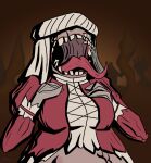  breasts clothed clothing darkest_dungeon eyeless female hand_on_breast hat headgear headwear humanoid long_tongue mizmage monster monstrous_humanoid nightmare_fuel not_furry open_mouth plague_eater_lady solo tongue torn_clothing 