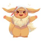  2017 3_toes 4_fingers aishasoup ambiguous_gender anthro black_nose blush blush_lines brown_body brown_fur clothing crotch_tuft eevee feet fingers fur happy hat headgear headwear hi_res nintendo open_mouth pawpads paws pok&eacute;mon pok&eacute;mon_(species) red_eyes ribbons ruka_vaporeon simple_background solo teeth toes tuft video_games white_background white_body white_fur 