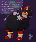  anthro belly big_belly burping hi_res male navel overweight overweight_male sega shadow_the_hedgehog solo sonic_the_hedgehog_(series) speech_bubble weight_gain zetamath 