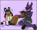  anthro blarrff dedenne duo feet female female/female foot_fetish gengar giselle_(oc) hi_res nintendo pok&eacute;mon pok&eacute;mon_(species) tickling tickling_feet video_games vivian(oc) 