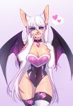  1girl adapted_costume alternate_hair_length alternate_hairstyle animal_collar animal_ears animal_nose bare_shoulders bat_ears bat_girl bat_wings blue_eyes breasts collar covered_navel earrings elbow_gloves eyeshadow furry furry_female gem gloves heart highres jewelry leotard lipstick long_hair makeup rexisminimalis rouge_the_bat sonic_(series) spoken_heart thighhighs tongue tongue_out white_fur white_hair wings 
