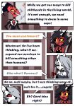  anthro bb_team blitzo_(helluva_boss) canid canid_demon comic demon eyebrows fanfic female goth group hellhound helluva_boss helluva_exterminator hi_res imp loona_(helluva_boss) male mammal millie_(helluva_boss) phone raised_eyebrow shocked story text 