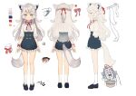  1girl absurdres animal_ears character_sheet cloud_horizon fox_ears fox_girl highres long_hair looking_at_viewer margaret_(vtuber) sibyl smile tail virtual_youtuber white_hair witch wolf_ears wolf_girl yellow_eyes 