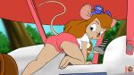  absurd_res animal_humanoid anthro casual_nudity chip_&#039;n_dale_rescue_rangers disney eyewear fart female gadget_hackwrench goggles hi_res humanoid mammal mammal_humanoid moon_pearl mouse_humanoid mouse_tail murid murid_humanoid murine murine_humanoid nude on_model outside plant rodent rodent_humanoid solo succubi_samus tree 