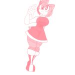  1:1 2022 amy_rose animal_humanoid anthro big_breasts breasts clothed clothing digital_drawing_(artwork) digital_media_(artwork) eulipotyphlan eulipotyphlan_humanoid female footwear fur gloves hair handwear hedgehog hedgehog_humanoid hi_res humanoid mammal mammal_humanoid monochrome pink_body sega simple_background smile solo sonic_adventure sonic_the_hedgehog_(series) spearmph video_games 